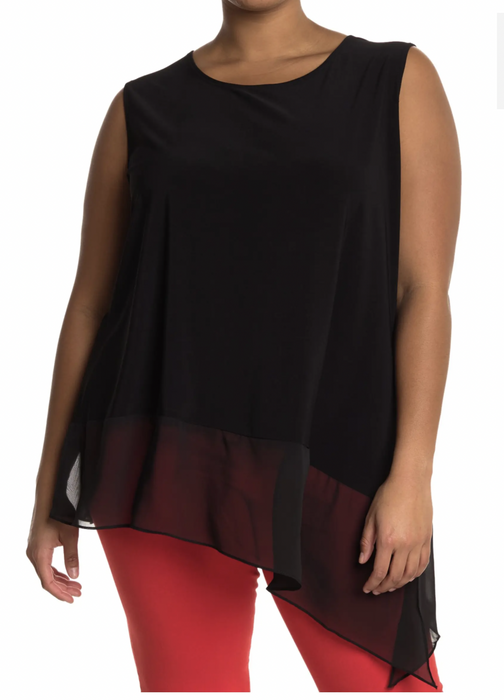Marina Asymmetrical Sleeveless Tank Top In Black Plus Size 1X Made In USA