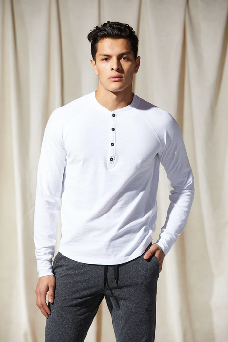 Good Man Brand Men's  Henley Soft Slub Jersey Tee for Men - Size 2XL white