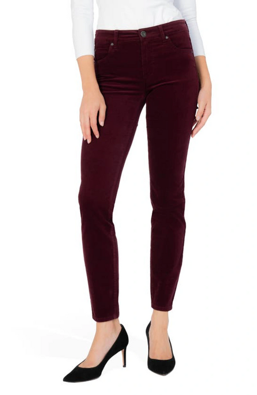 Kut From The Kloth High Rise Diana Fab Ab Skinny Stretch Cord Pants Wine Size 0