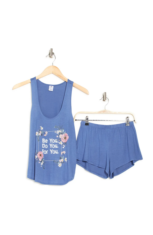 COZY ROZY Feeling Free Tank & Shorts 2-piece Pajama Set In Navy