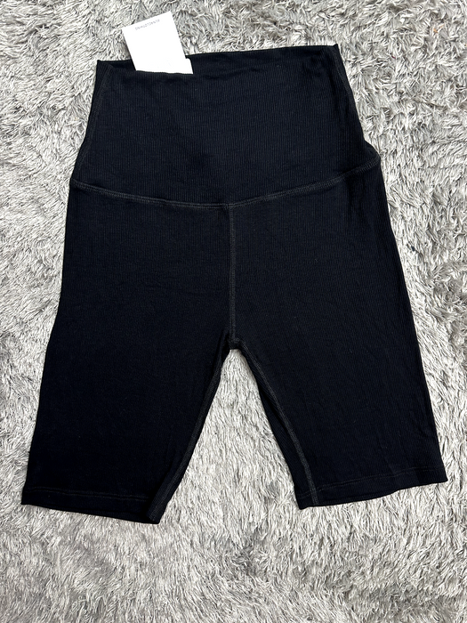 LNA Bike Shortssize M Black Ribbed Jersey Rayon Stretch High Rise 8" Inseam New