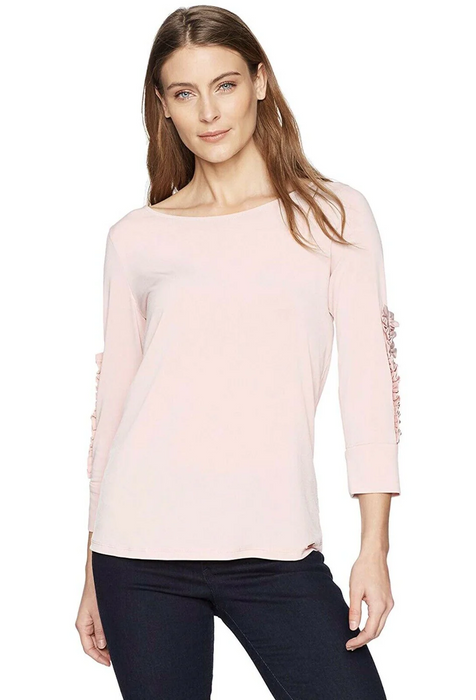 Ivanka Trump Women's Beautiful Dusty Rose 3/4 sleeves Ruffle Women blouse XL