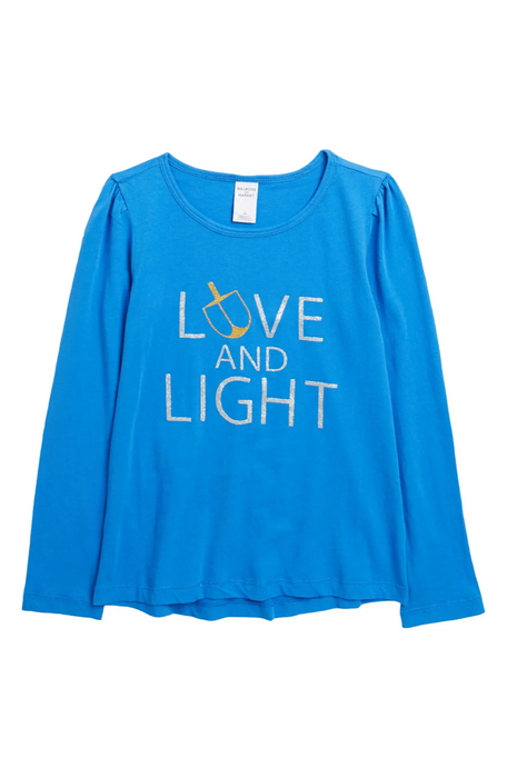 Melrose And Market Kids Long Sleeve Holiday T-Shirt  Blue Sparkle Size L 10-12