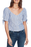1.State women's Riviera Striped Tie-Cuff Top Blue Size S