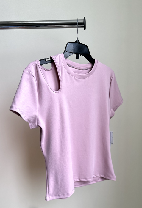 Nine West Cutout Shoulder Mauve Shadow Activewear T-Shirt Size M