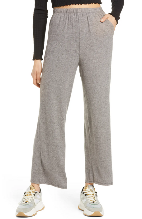 All In Favor Women's Wide Leg Lounge Pants Size XS In Grey Ivory