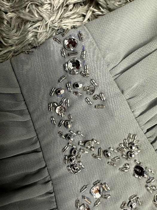 Eliza J Women  Embellished Sleeveless V-neck maxi  Dress In Silver Size 8 $198