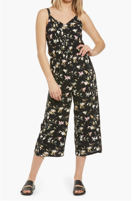 VERO MODA Simply Easy Floral Culotte Jumpsuit Black Floral size XS NWT 5548