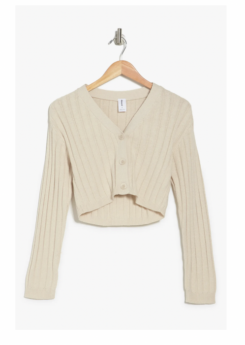 Abound Long Sleeve Ribbed Cardigan In Beige Oatmeal Light Heather Size XL