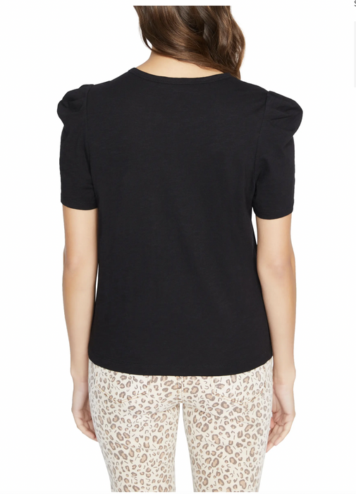 Sanctuary Puff Shoulder Cotton Blend T-Shirt In Black Size S