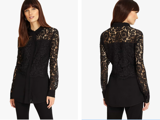 Phase Eight  Livia Lace buttons Blouse in black size 8 US 12UK