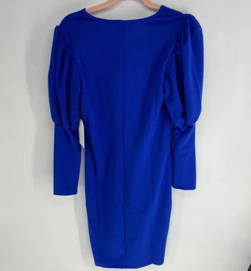 MAX & ASH A-line Mini Puff Sleeve Dress In Sapphire size M $98