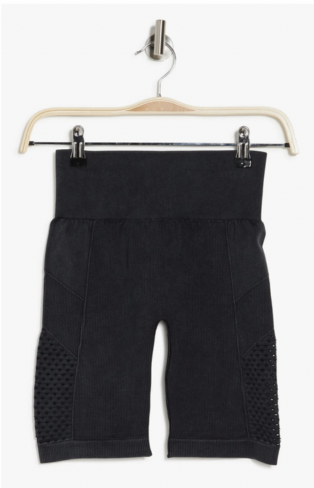 90 Degree By Reflex Seamless Washed Rib Knit Shorts Wash Black Size S