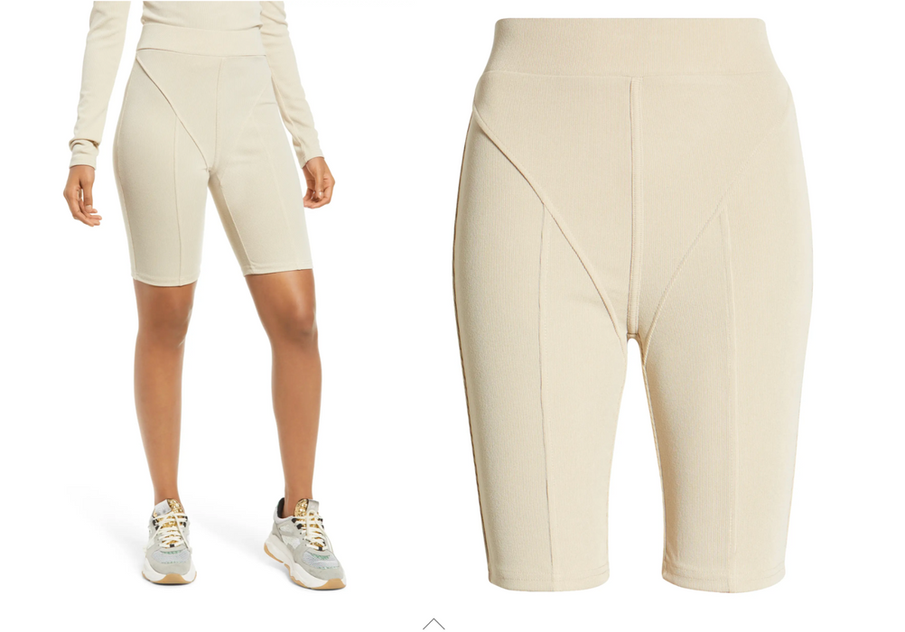 4th & Reckless Macy Ribbed Bike Shorts Blue Marine Grey Size M