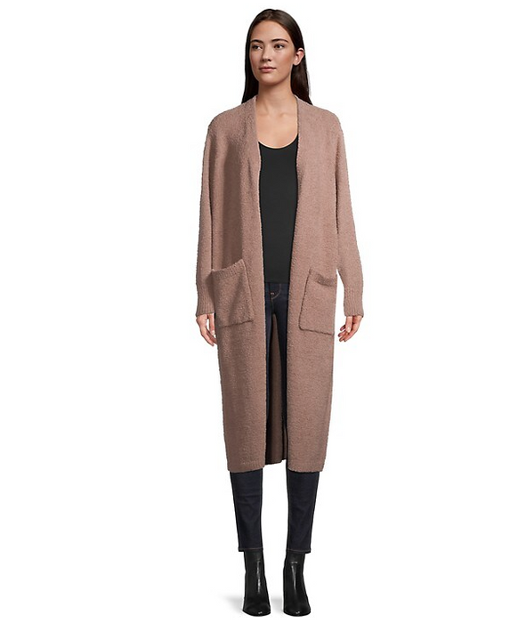 Design Lab Cozy Lash Knit Duster Cardigan In Shadow Rose Size M