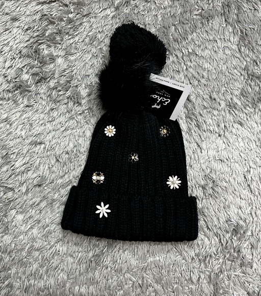 Echo women's Embellished Faux Fur Pom Pom Hat in black $59