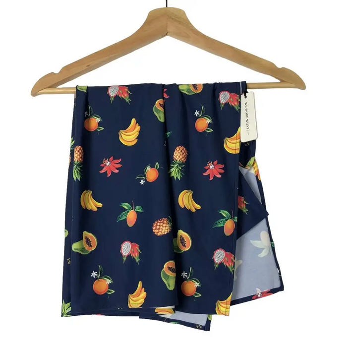 We Wore What Womens Bandana Cover Up Blue Fruit Multi Use One Size Top Swim New