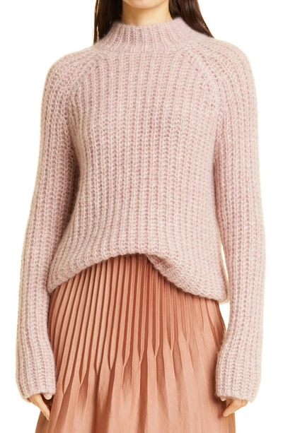 Vince $425 Women's Marled Raglan Rib Knit Pullover Sweater Pink Beet Root Size L