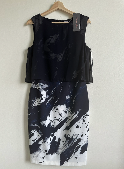 Phase Eight Della Layered Dress Navy/Ivory Size 10 US / 14 UK $240