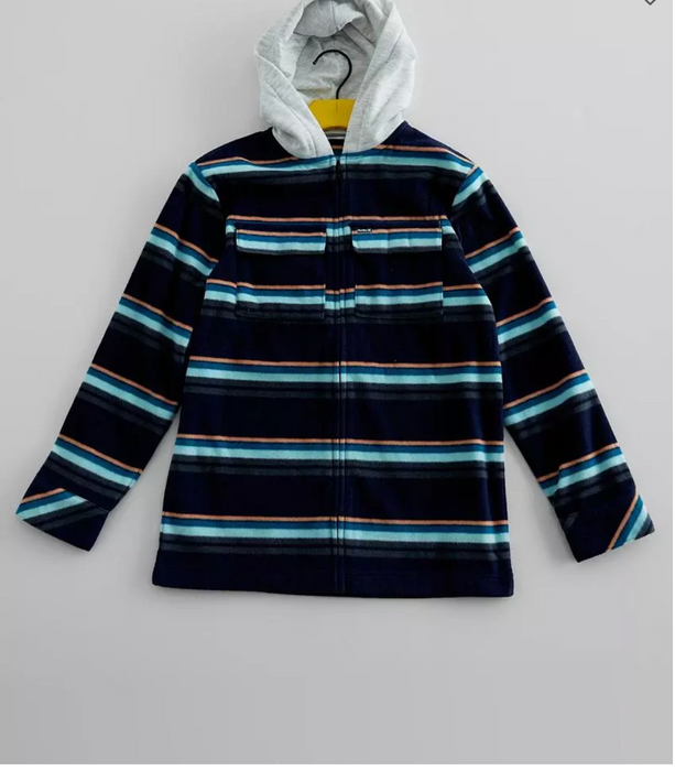 Hurley Kids' Polar Fleece Hooded Jacket In Obsidian Size XL