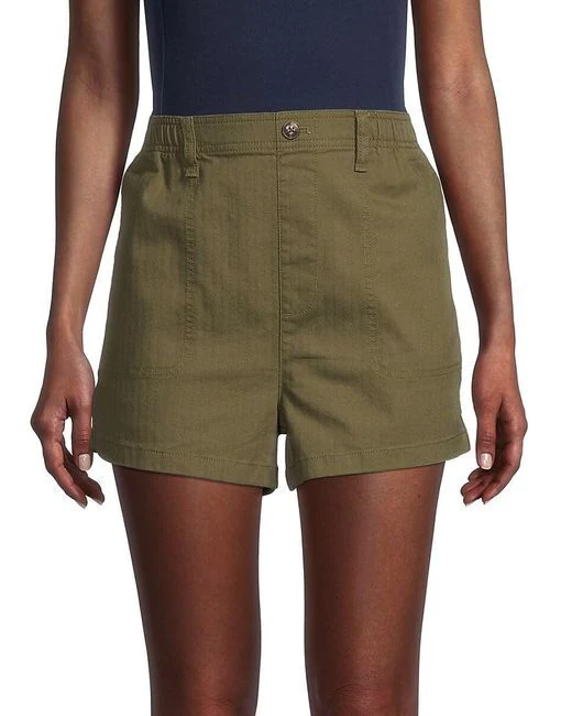 Madewell Rack Camp Pull On Shorts Green Elastic Stretch Waist Size Small army