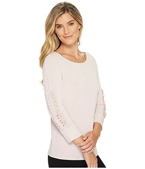 Ivanka Trump Women's Beautiful Dusty Rose 3/4 sleeves Ruffle Women blouse XL