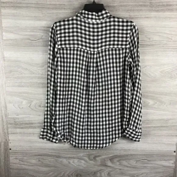 Abound Weekend Tie Front Black Annet Checked Light Shirt Size XS