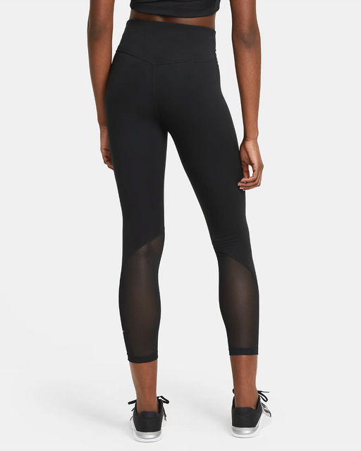 Nike One Women'  Mid-Rise 7/8 Mesh-Paneled Leggings AT1102-010 in black