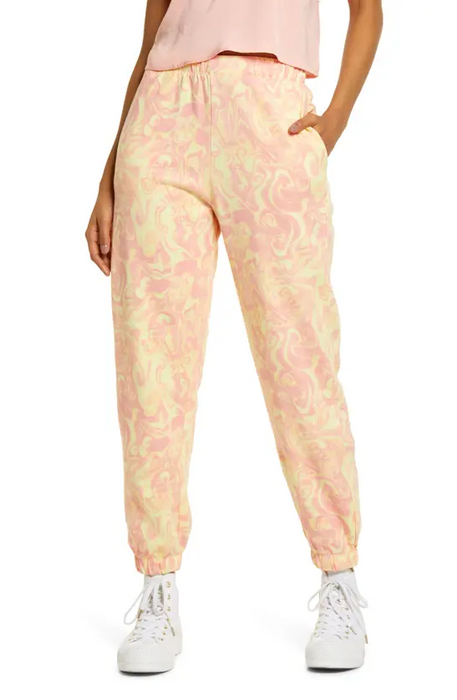 BP. Organic Cotton Classic Joggers In Pink Yellow Spacey Plus Size 2X