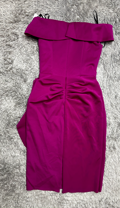 XSCAPE Short Scuba Off-the-Shoulder cap Dress with Ruffle Size 8 New in orchard