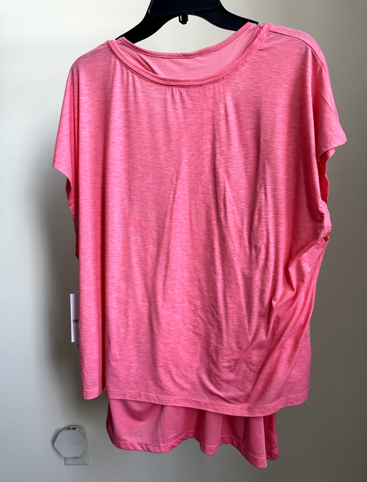Nine West Active Womens size Large top 2 in 1 short sleeve L in pink 42$