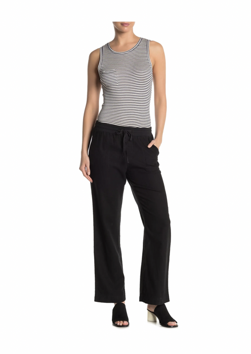 Caslon Linen Blend Black Straight  Drawstring Leg Pants size S in black