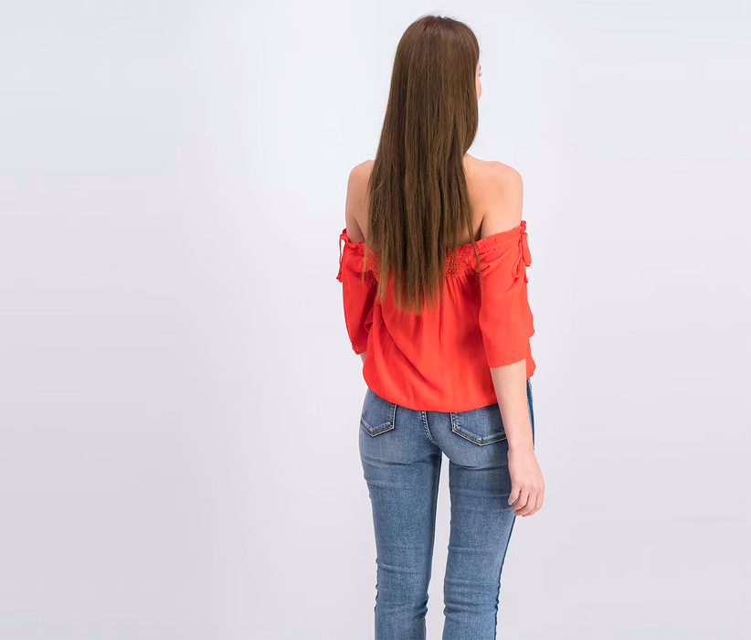 Guess women's Off shoulder bellatrix top  red size S