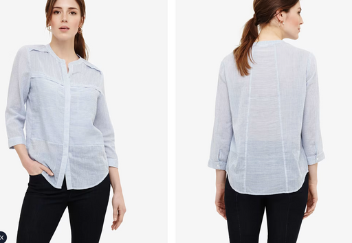 Phase Eight Jayde Cotton Long Sleeve Button Shirt Blue Stripe Size 8US 12UK