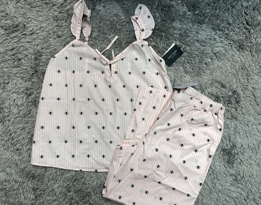 Kate Spade New York  2-Piece Striped Bee-Print Pyjama SetNWT size M Xmas