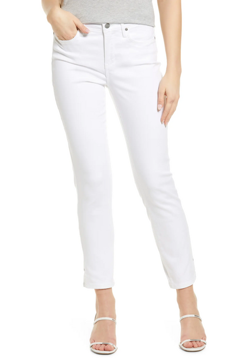 NYDJ Curves 360 Slim Straight Ankle Jeans - Optic White size 2