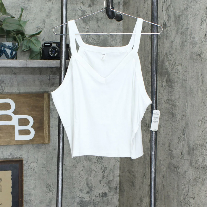 BP. Women's Plus Size V-Neck Rib sleeveless Camisole Cami size 3X in white