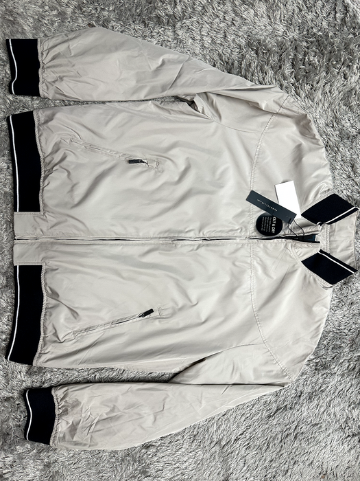 Perry Ellis Men's Lightweight Long Sleeve Harrington Jacket In Stone Size L $175