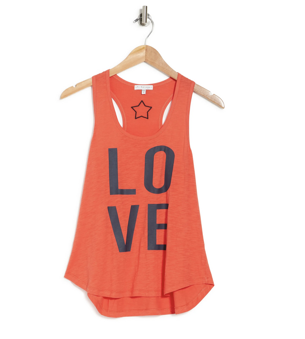 PJ Salvage Love Graphic Racerback Tank Top In Red Size S