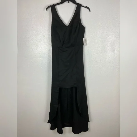 One One Six Sleeveless High/Low Crepe Dress In Black Size M