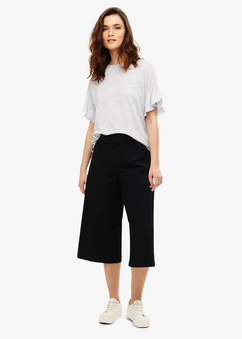 Phase Eight Leona Linen Short Sleeve Ruffle Top In Smoke Blue Size 14 $69