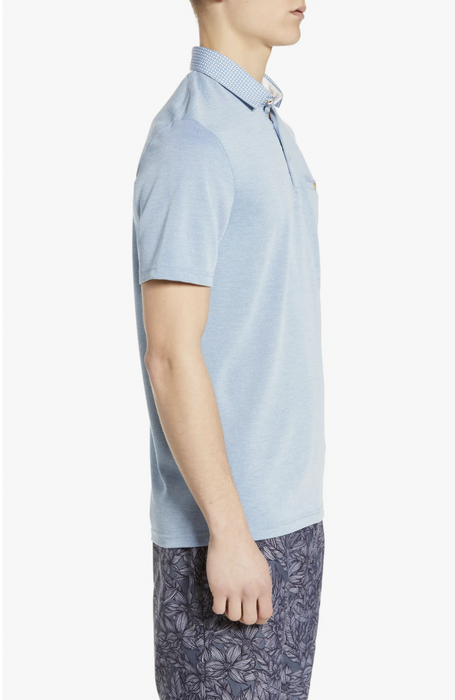 TED BAKER Doller Woven-collar Regular Fit Polo Shirt In Blue size 7 3XL