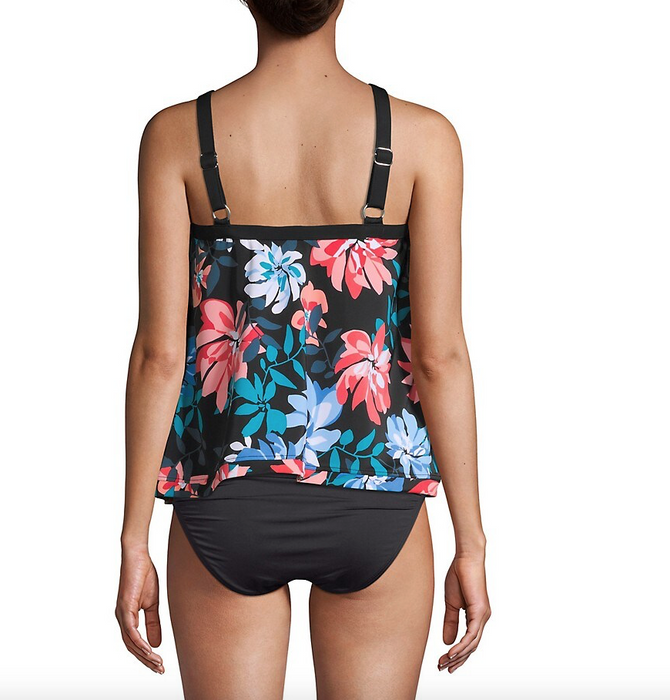 Penbrooke Bloom Town Crossover Hem Tummy Control Tankini One Piece Plus Size 20W