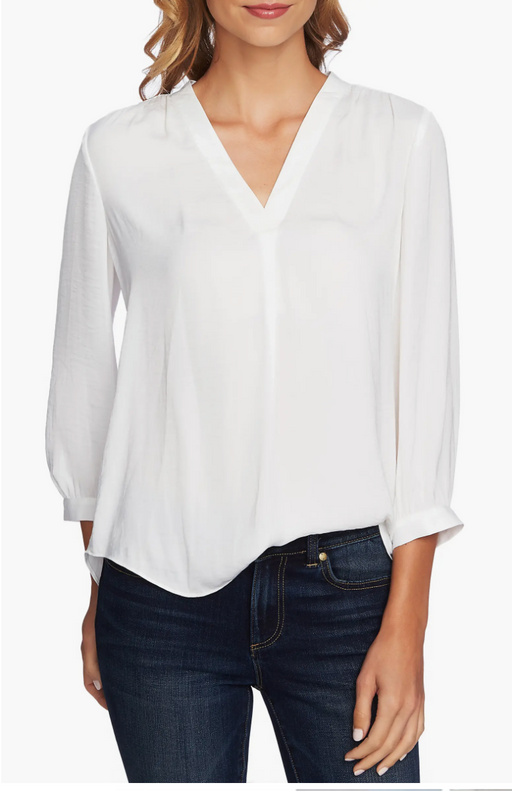 Vince Camuto Women's Rumple Fabric Blouse In New Ivory Size L