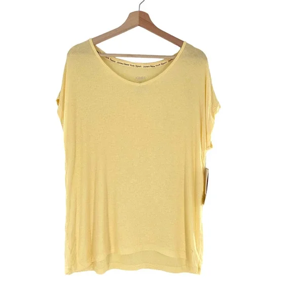 Jones New York Sport Rib Short Sleeve Activewear Top Women’s yellow S $42