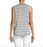BOBEAU women's L Faux Wrap Side Tie Tank In White/navy/taupe sleeveless v neck