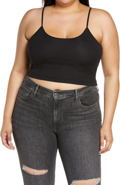 BP. Crop Knit Camisole In Coral Camelia Stretch Jersey Scoop Neck  plus size 1X