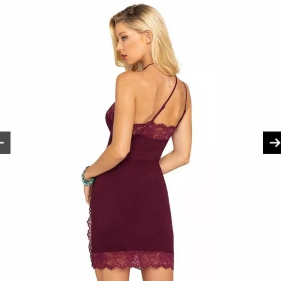 Free People Intimately Maroon Premonitions Bodycon One Shoulder Dress Size XS