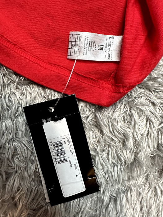 Emporio Armani men's  soft cotton V neck underwear T-shirt size L in red