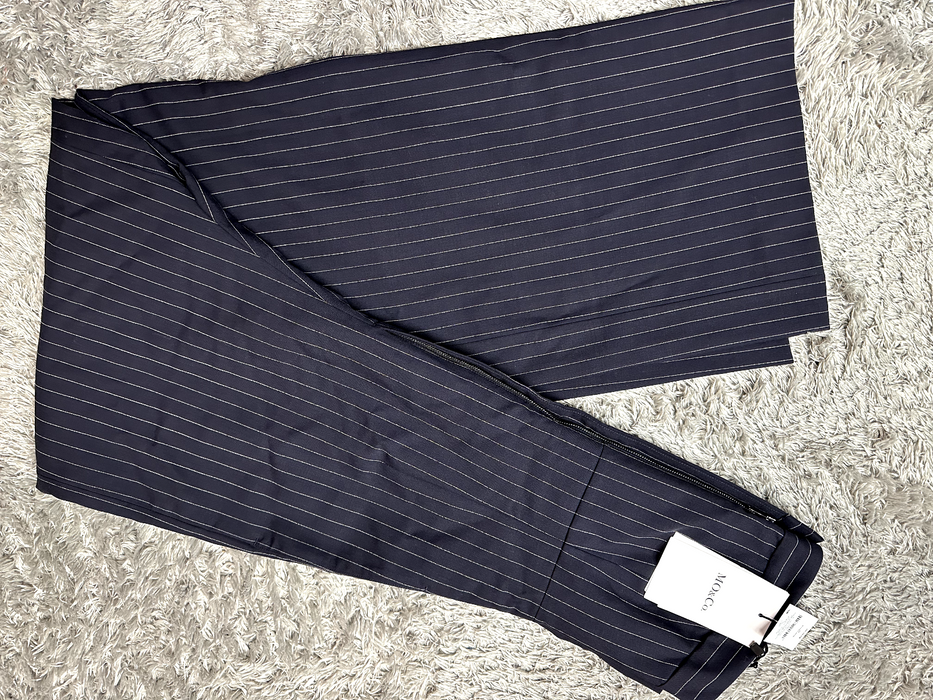 Mo & Co. Women's Tailored Pinstripe Wide Leg wool  Jumpsuit NAVY size M  $400